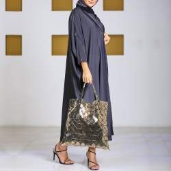 Pre Owned Issey Miyake Gold/Black PVC and Mesh Bao Bao Tote