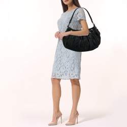 Pre Owned Issey Miyake Black Ruched Nylon Studded Hobo