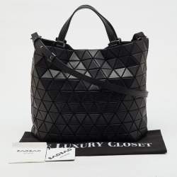 Pre Owned Issey Miyake Black Synthetic Leather and Fabric Prism Bao Bao Tote