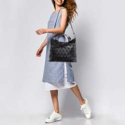 Pre Owned Issey Miyake Black Synthetic Leather and Fabric Prism Bao Bao Tote