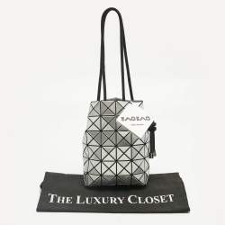 Pre Owned Issey Miyake Black/Grey Mesh and PVC Bao Bao Wring Bucket Bag