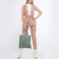 Pre Owned Issey Miyake Light Blue/Green Mesh and PVC Bao Bao Tote