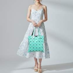 Pre Owned Issey Miyake Bao Bao Turquoise PVC and Mesh Nylon Tote