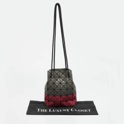 مملوكة مسبقًا Issey Miyake Baobao Grey/Burgundy PU Leather and Mesh Nylon Bucket Bag