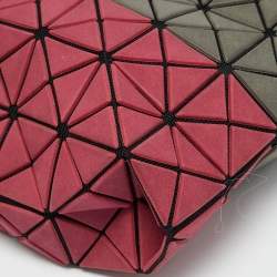 مملوكة مسبقًا Issey Miyake Baobao Grey/Burgundy PU Leather and Mesh Nylon Bucket Bag