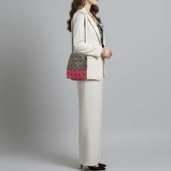 مملوكة مسبقًا Issey Miyake Baobao Grey/Burgundy PU Leather and Mesh Nylon Bucket Bag