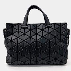 Pre Owned Issey Miyake Black Leather and PVC Bao Bao Tote and Shoulder Bag