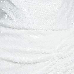 ITMFL White Sequin Draped Sleeveless Long Dress S