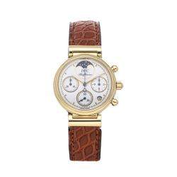 IWC White 18K Yellow Gold Da Vinci Moon Phase IW3736-01 Women's Wristwatch 29 MM