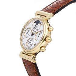 IWC White 18K Yellow Gold Da Vinci Moon Phase IW3736-01 Women's Wristwatch 29 MM