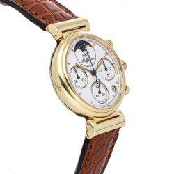 IWC White 18K Yellow Gold Da Vinci Moon Phase IW3736-01 Women's Wristwatch 29 MM