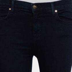J Brand Navy Blue Denim Cropped Skinny Distressed Blue Mercy Jeans M