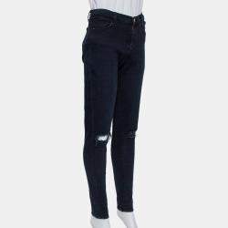 J Brand Navy Blue Denim Super Skinny Distressed Blackout Jeans M