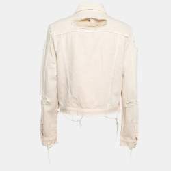 J Brand Cream Distressed & Ripped  Denim Buttoned Jacket L