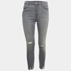 J Brand Grey Ripped Denim Distressed Hem Skinny Jeans M Waist 29"