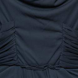 J Mendel Navy Blue Silk Jersey Draped Waist Detail Short Dress M