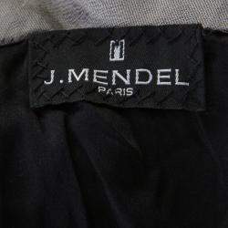 J Mendel Grey Silk Blend Strapless Front Bow Detail Gown L 