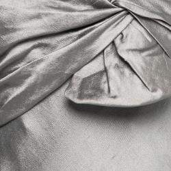J Mendel Grey Silk Blend Strapless Front Bow Detail Gown L 