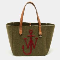 Pre Owned J.W.Anderson Green/Brown Felt and Leather Tote
