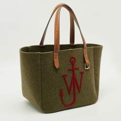 Pre Owned J.W.Anderson Green/Brown Felt and Leather Tote