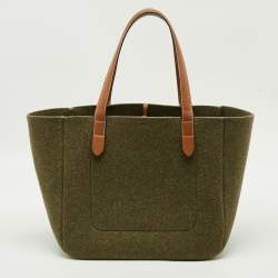 Pre Owned J.W.Anderson Green/Brown Felt and Leather Tote