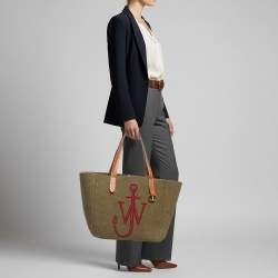 Pre Owned J.W.Anderson Green/Brown Felt and Leather Tote