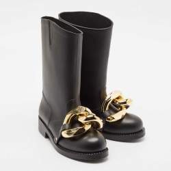 J.W.Anderson Black Rubber Chain Rain Boots Size 38