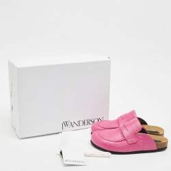 J.W.Anderson Pink Embossed Leather Flat Mules Size 37