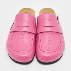 J.W.Anderson Pink Embossed Leather Flat Mules Size 37