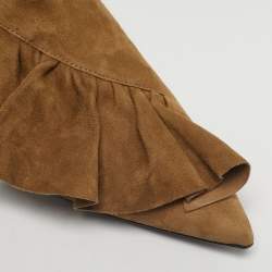 Pre Owned J.W. Anderson Brown Suede Ruffle Ankle Boots Size 36