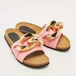 Pre Owned J.W.Anderson Chain Link Size 41 Pink Leather Flat Slides