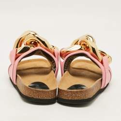 Pre Owned J.W.Anderson Chain Link Size 41 Pink Leather Flat Slides