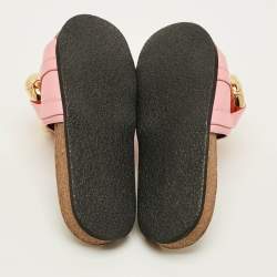 Pre Owned J.W.Anderson Chain Link Size 41 Pink Leather Flat Slides