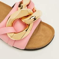 Pre Owned J.W.Anderson Chain Link Size 41 Pink Leather Flat Slides
