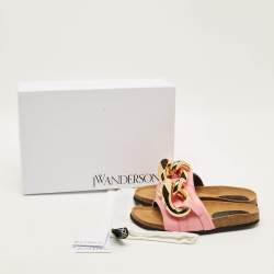 Pre Owned J.W.Anderson Chain Link Size 41 Pink Leather Flat Slides