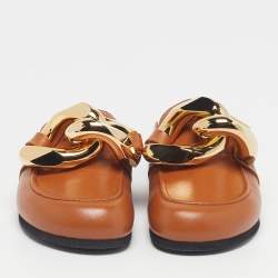 Pre Owned J.W.Anderson Chain Link Size 41 Brown Leather Flat Mules
