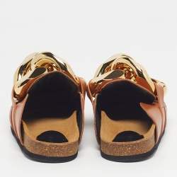 Pre Owned J.W.Anderson Chain Link Size 41 Brown Leather Flat Mules