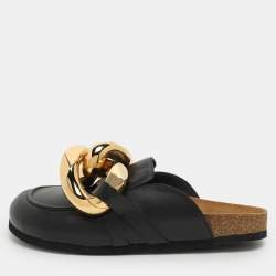 مملوكة مسبقًا J.W.Anderson Chain Link Size 39 Black Leather Flat Mules