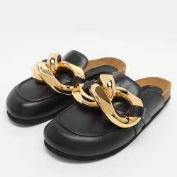 مملوكة مسبقًا J.W.Anderson Chain Link Size 39 Black Leather Flat Mules