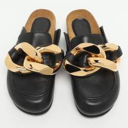 مملوكة مسبقًا J.W.Anderson Chain Link Size 39 Black Leather Flat Mules