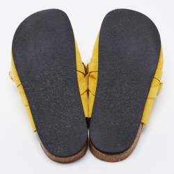 J.W.Anderson Yellow Suede Chain Link Accents Flat Slides Size 40