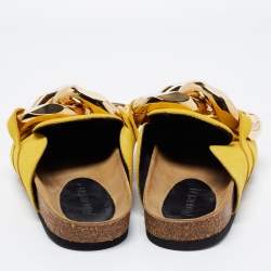 J.W.Anderson Yellow Suede Chain Link Accents Flat Slides Size 40