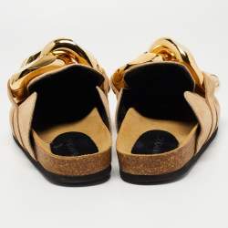J.W.Anderson Brown Suede Chain Link Accents Flat Slide Sandals Size 38