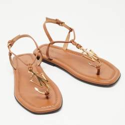 J.W.Anderson Brown Leather Anchor Logo T Strap Flats Size 36