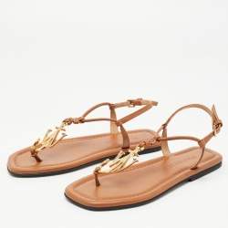 J.W.Anderson Brown Leather Anchor Logo T Strap Flats Size 36