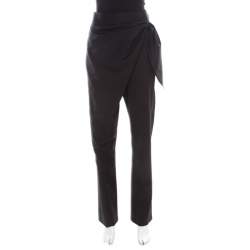 J.W.Anderson Black Wool Draped Crossover Front Detail Pants M