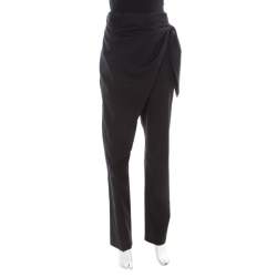 J.W.Anderson Black Wool Draped Crossover Front Detail Pants M