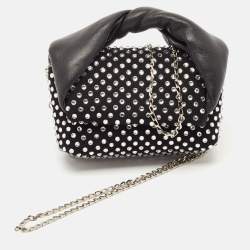 J.W.Anderson Black Leather and Suede Nano Crystals Twisted Chain Clutch