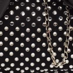 J.W.Anderson Black Leather and Suede Nano Crystals Twisted Chain Clutch