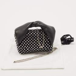 J.W.Anderson Black Leather and Suede Nano Crystals Twisted Chain Clutch